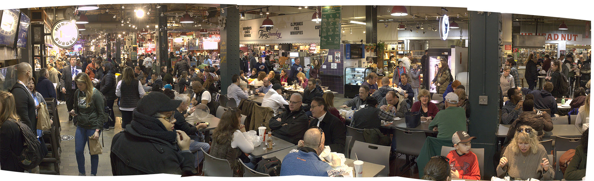 Interior Panorama of Philidelphia Food Hall. 
